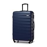 WITTCHEN Reisekoffer Groß Rollkoffer Trolley Großer Koffer Check-In Gepäck Hartschale aus ABS mit 4 Spinner-Rollen Zahlenschloss Teleskopgriff Groove Line Größe L Marineblau