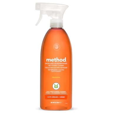 method Küchenreiniger Spray, kraftvoller Allzweckreiniger für Küche, entfernt Fett und Schmutz, frischer Clementinenduft, ideal für den täglichen Gebrauch, 1 x 828 ml