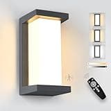 YindaLux LED Aussenlampe mit Bewegungsmelder, 18W Wandleuchte Aussen mit Fernbedienung, IP65 Wasserdichte Modern Wandlampe Innen/Außen, 3000-6500K Dimmbar Außenleuchte für Garten, Terrasse, Anthrazit