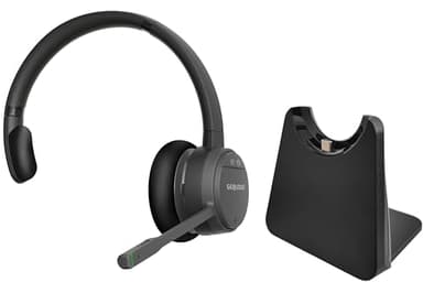 GEQUDIO GC-1 DECT Headset mit Ladestation für FritzBox - Kabellos Telefonieren am FritzFon – Duales Headset mit Bluetooth für PC und Smartphone - HD Audio - GC-1 (1-Ohr) & Ladeschale