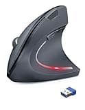 TechRise Ergonomische Maus, 2,4GHz Kabellose vertikale Maus - 4800 DPI optische leise Maus mit 5 einstellbaren DPI, 6 Tasten für Windows, Mac, Chromebook, Linux, Notebook, Laptop, PC (Grau)