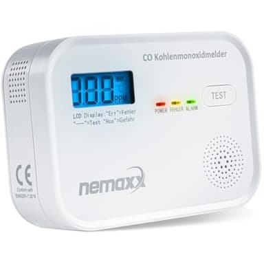 NEMAXX® CM18 Kohlenmonoxid-Melder – 10 Jahre Lebensdauer, 85 dB Alarm, EN 50291-1:2018 geprüft, elektrochemischer Sensor, batteriebetrieben, CO-Warnmelder für Zuhause & Heizungskeller