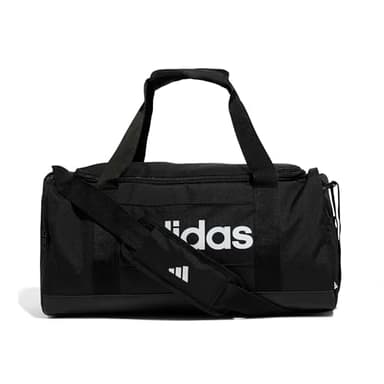 Adidas Unisex Essentials Linear Duffel Bag, Black/Black/White, S