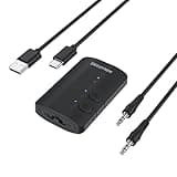 Adapter Transmitter Bluetooth 5.3, 2-in-1 Bluetooth Sender Klinke 3,5 für TV auf 2 Kopfhörer, Niedrige Aptx-Latenz, Bluetooth Receiver für Flugzeug/Stereoanlage/Laufband/Auto, Schwarz
