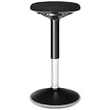SONGMICS Dynamischer Sitzhocker, Stehhocker, Arbeitssitz, 360 ° drehbar, ergonomisch, höhenverstellbar 56-81 cm, einfache Montage, Schwarz OSC05BK