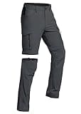 Vzteek Herren Wanderhose Zip Off Trekkinghose Outdoorhose Sommer Softshell Stretch Hose Kurz für Wandern,Abnehmbar,Baggy,Fahrrad,arbeits(DKgrey03,M)