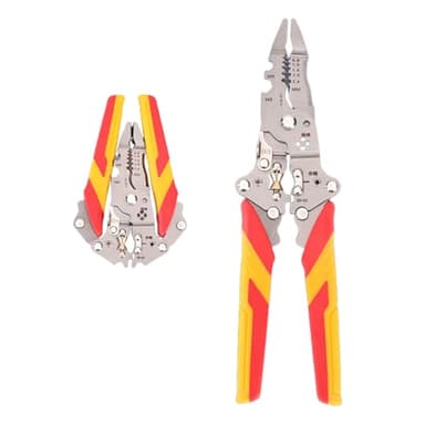 anneratteryer Abisolierwerkzeug 12 In 1 Zange Elektriker Abisolierzange Isolierzange Wire stripper Kabelentmanteler Kabel abisolierer fer Zange Kabelschere zum Abisolieren Wickeln Spalten Gelb (Rot)