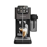 GRUNDIG KSM 5330 Siebträgermaschine mit integriertem Milchbehälter, 1628 W Leistung, 15 bar Pumpendruck, Zweifachdüse, farbiges Touch-Display, BrewSense, CreamyPro, Dark Inox/Schwarz