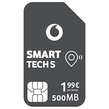 Vodafone Smart Tech S, 500 MB Daten, für smarte Geräten, GPS Tracker, Telemetrie, Alarm Systeme (Nicht für Smartphones, Tablets, Keine Sprachanrufe) ABO 24 Monate Laufzeit, IoT, M2M SIM