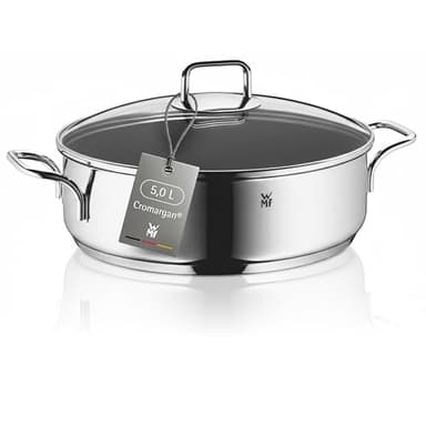 WMF Schmorpfanne 28 cm hoher Rand, Bräter Induktion, Schmortopf mit Deckel 5,0l, Pfanne Induktion, Cromargan Edelstahl beschichtet, backofengeeignet, antihaftbeschichtet, hoher Rand