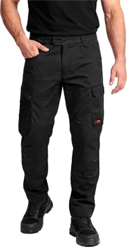 ACE Constructor Herren Hybrid-Arbeitshose lang - Outdoor-Cargohose mit Cordura und Stretch-Gummizug für Männer - Schwarz - 56