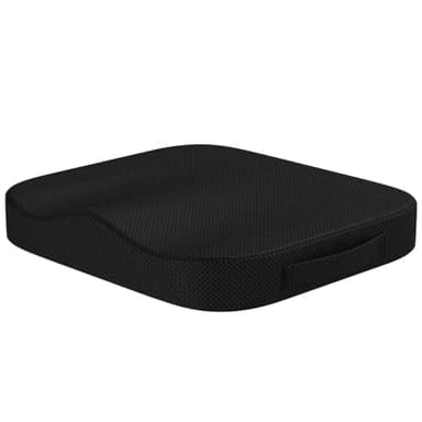 bonmedico Sitzkissen orthopädisch - Ergonomisches Memory Foam Kissen für Bürostuhl, Auto, Rollstuhlkissen oder Sitzerhöhung für Erwachsene - Mittlere Härte (45D) - Wellness Schwarz 41cmx41cmx5cm