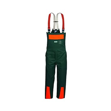 SWS Forst GmbH Schnittschutzhose Herren (Größe: 54) – Forst Latzhose mit Schnittschutz & Cargo-Taschen – Arbeitshose Forstarbeit Grün/Orange