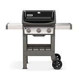 Weber Spirit II E-310 GBS Gasgrill, 3 Brenner, 60 x 46cm Grillfläche, Warmhalterost, Deckelthermometer, abklappbarer Seitentisch (links), 4 Räder - Schwarz/Silber (45010179)