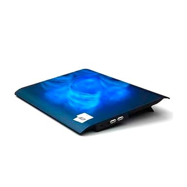 NK Base Refrigeradora Portátil - Ventilador Ordenador Portatil de 12-17" Con Soporte, 4 Ventiladores Silenciosos, 2 Puertos USB, Refrigeración Rápida, Luz LED Azul - Color Negro