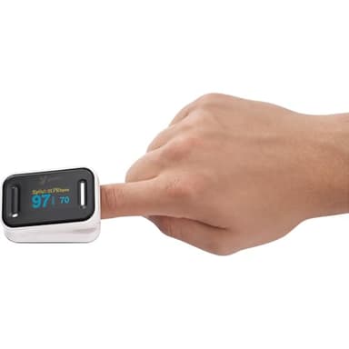 EUROtops Fingerpuls-Oximeter [CE-zertifiziert] - Misst präzise Sauerstoffsättigung & Puls mit Alarmfunktion - Inkl. Batterien und Tragetasche - Ideal für Schlafapnoe, Asthma, Sport