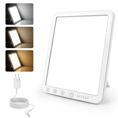 Tageslichtlampe 15000 Lux Dimmbar, UV-freie LED-Lichttherapielampe Tageslicht, 6 Timer, 180° Halterung, Touch-Control Sonnenlicht Daylight Lampe für Depressionen, Vollspektrumlampe für Zuhause/Büro