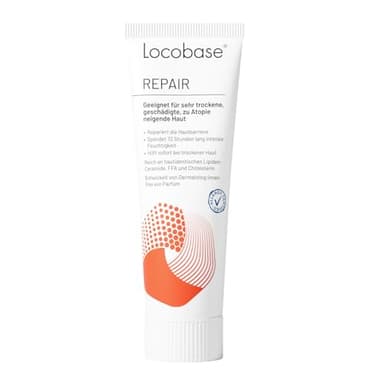 Locobase Repair Creme - 72h Feuchtigkeitscreme für sehr trockene & rissige Haut - Körper & Gesichtspflege - regeneriert die Hautbarriere - parfümfrei - dermatologisch getestet - 30g