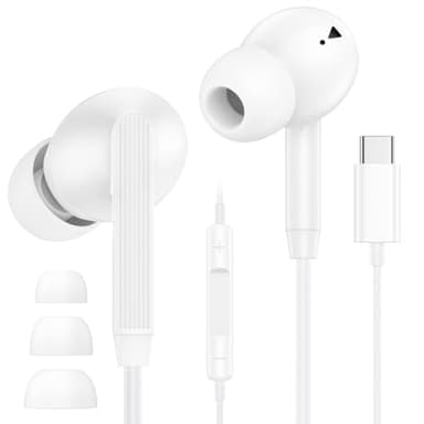 Kopfhörer USB C mit Kabel für Samsung Galaxy S25 Ultra S24 S23 FE S22 S21 A16 A17 A35 A36 A54 A55 A56 5G, In-Ear Headset Kopfhörer mit Mikrofon Ohrhörer USB Typ C für iPhone 17 Air 16 15 Pro Max Plus