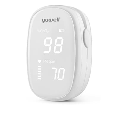yuwell Pulsoximeter; Sauerstoffsättigung Messgerät für Finger von Erwachsenen und Kindern, Klinische Genauigkeit,Ultra-leichtes Gewicht, großes LED-Display, Lichtblockierendes Design YX102