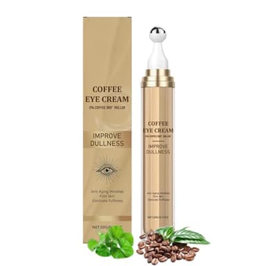 Koffein Augenserum mit 360° Massage Roll On, Augencreme Gegen Falten und Augenringe Entfernen, Niacinamide Augencreme Gegen Tränensäcke, Feuchtigkeitsspendende Anti Aging Caffeine Eye Cream, 20ml