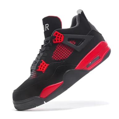 TBJ Air 4 Retro Sportschuhe Herren Damen | Skateboarding & Basketballschuhe | Bequeme Turnschuhe mit Hohem Komfor Rot schwarz EU41