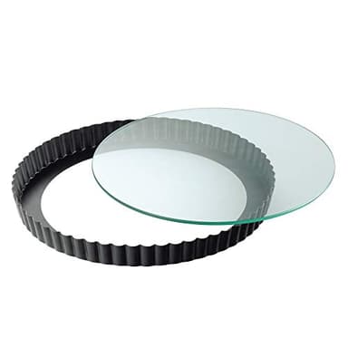 ORIGINAL KAISER Quicheform mit Glas-Hebeboden Ø28cm, Legierter Stahl, Schwarz, 1 - Pack