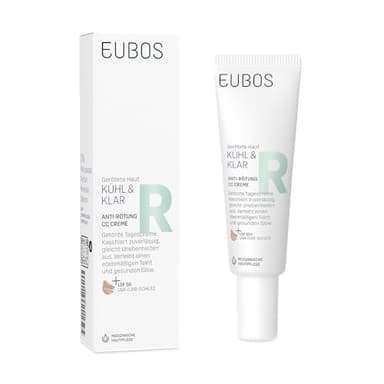 EUBOS KÜHL & KLAR ANTI-RÖTUNG | CC Creme | Getönte Tagescreme für gerötete Haut | LSF 50 | Für einen ebenmäßigen Teint und natürlichen Glow | Von Dermatologen empfohlen | 30ml