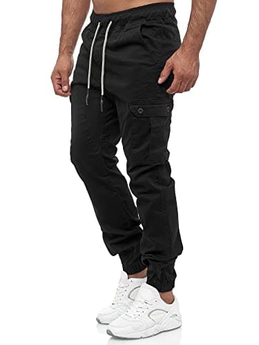 Tazzio Herren Cargohose 16610 – Cargo Jogger Chino Hose Regular Fit mit Stretch Baumwollmischung – Freizeit Jeanshose Schwarz 4XL