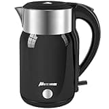 Navie Mobi Wasserkocher Edelstahl 1.8L,Elektrischer Wasserkocher 2200W Water Boiler Schnellkochend, BPA Frei, Doppelwandig,Tropffrei,Automatische Abschaltung,Leise & Kabellos,SGS Zertifiziert,Schwarz