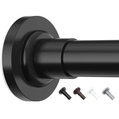 Yeabett Gardinenstange Ohne Bohren, 48-119.4cm Duschvorhangstange Teleskopstange Klemmstange für Gardinen, Vorhangstange Schwarz