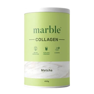 marble® Collagen Pulver 450 g - Collagenpeptide - 60 Tage risikofrei testen - Aminosäuren Komplex hochdosiert - Kollagenpulver in Pappdose ohne Plastiklöffel (Matcha)