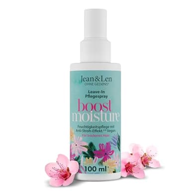 Jean & Len Boost Moisture Leave In Pflegespray, für trockenes Haar, mit Anti-Stroh-Effekt, Leave In Haarpflege, mit Aloe Vera, für glänzendes Haar, ohne Parabene & Silikone, vegan, 100 ml