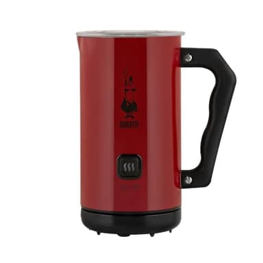 Bialetti Milch Frother Elettrico, Milchaufschäumer für Cappuccino, Fassungsvermögen 150 ml Cappuccino oder 300 ml heiße Milch, Rot
