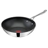 Tefal Jamie Oliver by Cook's Direct On Wokpfanne, 28 cm, Antihaftversiegelung, Thermo-Signal, genieteter Griff, induktionsgeeignet, Edelstahl, E3041934