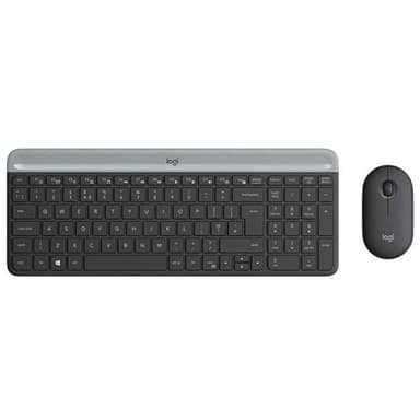 Logitech MK470 Slim Combo Kabelloses Tastatur-Maus-Set, 2.4 GHz Verbindung via Nano-USB-Empfänger, 10m Reichweite, 18-Monate Batterielaufzeit, PC/Laptop, Deutsches QWERTZ-Layout - Schwarz/Graphit