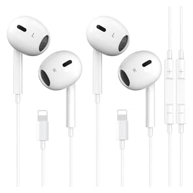 Lightning Kopfhörer 2 Pack, Kopfhörer mit Kabel Lightning für Apple iPhone 14/14 Plus/13/12/11/8/7 X Pro Max, [MFi Zertifiziert] In-Ear-Ohrhörer HiFi Audio Stereo (Weiß)