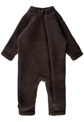 Mikk-line WALKOVERALL 92 Dark Brown Melange | Wollwalk Overall | Schlafanzug Aus Wolle Für Baby Und Kleinkind | Merinowolle | Schlafanzug Baby Ohne Füße