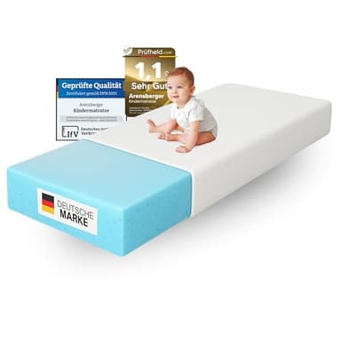 Arensberger Kindermatratze Babymatratze Nora | 80x160cm Höhe 12cm | Bezug waschbar & abnehmbar | punktelastischer Gelschaum | Jugend-matratze, allergiker freundlich Premium Bezug | Öko-Tex zertifizert