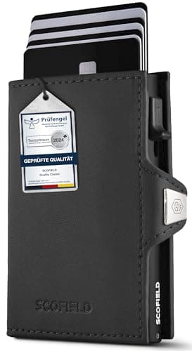 SF SCOFIELD Duality Classic Slim Wallet ohne Münzfach | Kartenetui Herren für 9-10 Karten | Geldbeutel Portemonnaie mit RFID Schutz | Wallets for Men | Kreditkartenetui