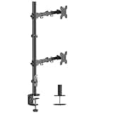 Suptek Monitor Halterung 2 Monitore übereinander, 80cm Hoch Verstellbar Monitor Arm, Bildschirmhalterung 2 Monitore für 13-27 Zoll Bildschirme Neigbar Schwenkbar, 10 kg pro Arm Monitorhalter MD6821DB
