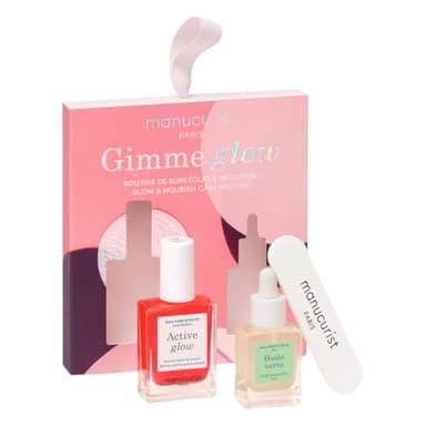Manucurist Active Glow Himbeer-Geschenkset & grünes Öl – Enthält: 1 Pflege- und Make-up- Nagellack, 1 Nagelhautöl, 1 kostenlose Mini-Nagelfeile – Valentinstag Geschenke für Frauen – Geschenk Freundin