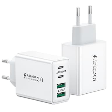 USB C Ladegerät, 2-Pack 40W 4 Ports Mehrfach Ladestecker Mit USBC Adapter - Schnellladegerät Netzteil für iPhone 17 16 15 14 13 Pro Max Plus 12 11 XS XR, Samsung, Handys