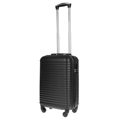 Christian Wippermann Handgepäck, 4 Rollen, Schwarz mit Linienmuster, Koffer, Trolley, Leicht, Bordgepäck, IATA Standart, 55x35x23 cm