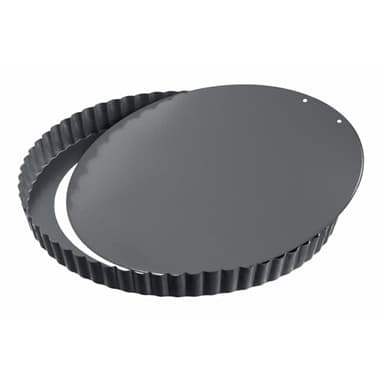 Original Kaiser La Forme Plus Tarteform mit Hebeboden 28 cm, Quicheform antihaftbeschichtet, herausdrückbarer Emailleboden, schnittfest, servierfertig