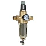 iSpring WSP50PRG Außengewinde G1" Rückspülfilter mit Druckminderer, Vorfilter mit Manometer Wasserfilter Hausanschluss, 50 Mikron