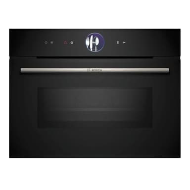 Bosch CMG7241B1, Serie 8 smarter Einbau-Kompaktbackofen mit Mikrowellenfunktion, 45 x 60 cm, Schwarz, Made in Germany, Air Fry, Digitaler Bedienring, Touchdisplay, Automatikprogramme Reinigungshilfe