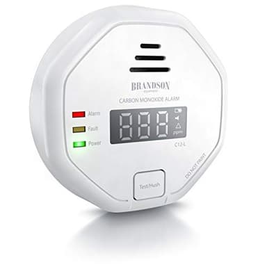 Brandson - Kohlenmonoxid Melder CO Alarm - Kohlenmonoxid Warnmelder - LCD Display – Lauter Alarm 85 dB – Testschalter - nach DIN EN50291 Zertifiziert - batteriebetrieben - Weiß