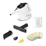 Kärcher Dampfreiniger SC 1, Dampfdruck: 3 bar, Aufheizzeit: 3 min., Leistung: 1.200 W, Flächenleistung: 20 m², Tank: 200 ml, mit Hand-, Punktstrahl- und Powerdüse, Mikrofaser-Überzug und Rundbürste