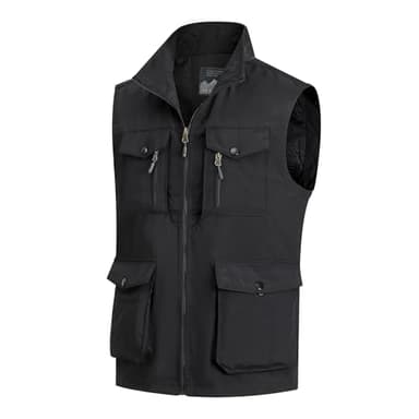 MeiLayM Herren Outdoor Weste mit Vielen Taschen Schnelltrocknende Freizeitweste Leicht Anglerweste Sommer Atmungsaktiv Ärmellose Jacke Sport Multifunktionsweste Camping Fotografie Weste Schwarz,XXL